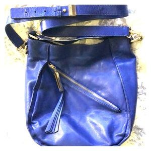 Kelsi Dagger Blue Leather Crossbody Bucket Bag